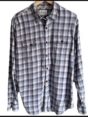 Lucky Brand Men's Long-Sleeved Button-Down Shirt Size L Blue Gray Plaid